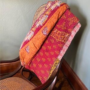 Vibrant KanthaStitch Throw Blanket